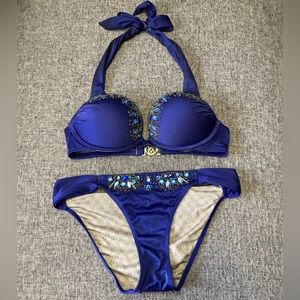 Rare Victoria’s Secret Bombshell Blue Jeweled Swimsuit